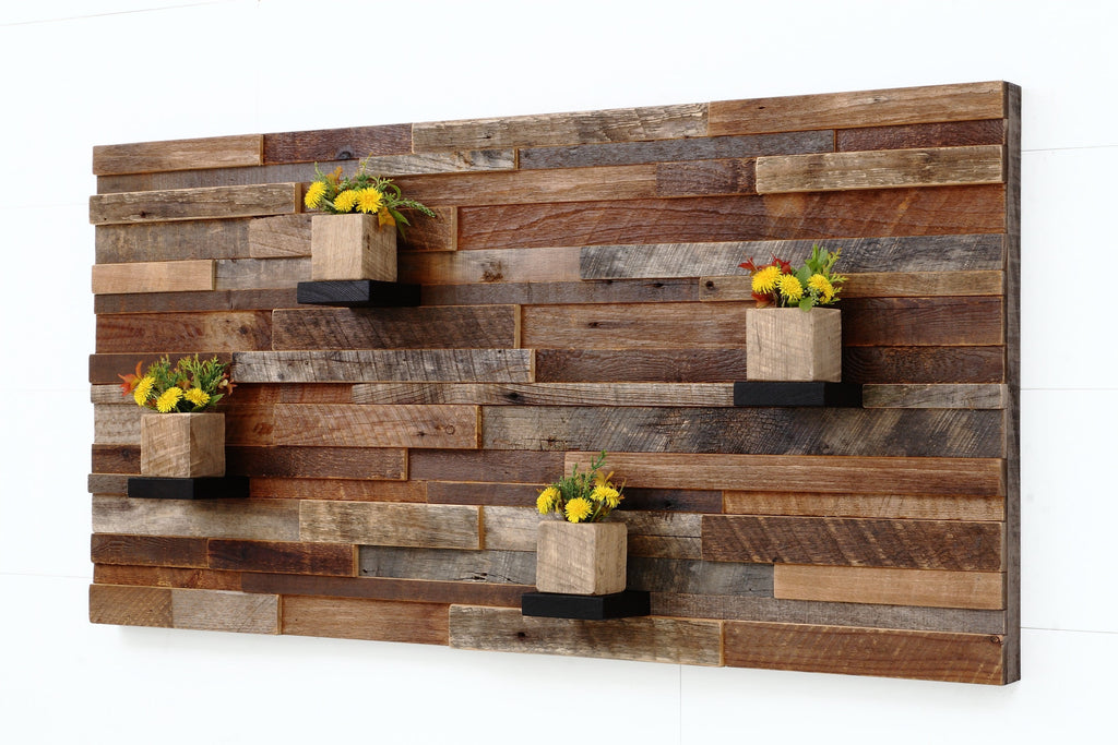 Floating wood shelf artwork 