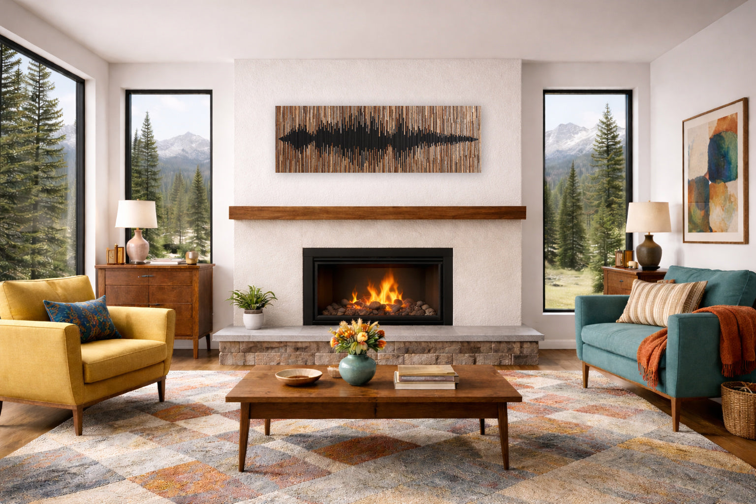 Soundwave wood wall art, Large wood wall art, reclaimed wood art