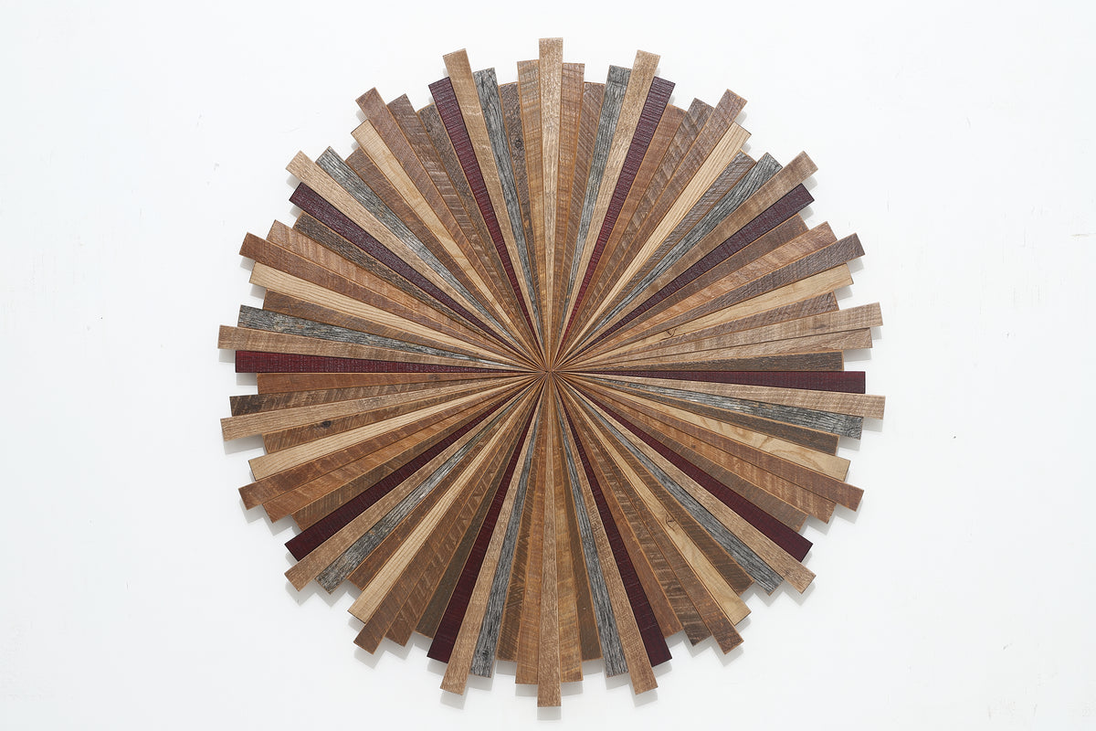 Starburst Reclaimed Wood Wall Art-Ruby: 32