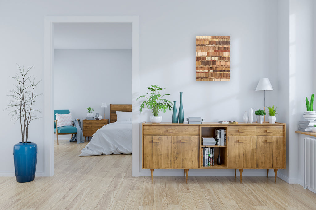 midcentury wood wall art 