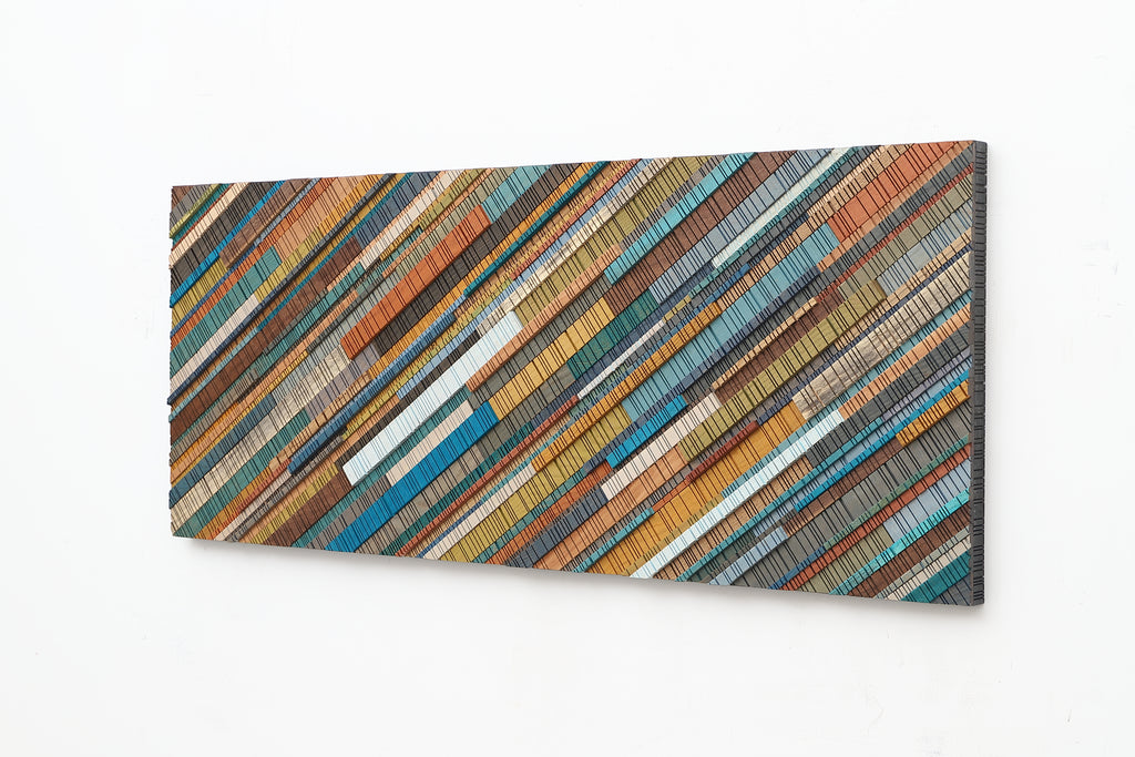 modern wood wall sculpture, painted wood wall art 