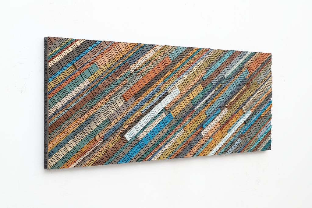 modern wood wall sculpture, painted wood wall art 