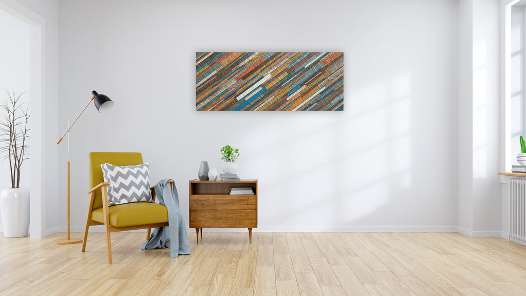 modern wood wall sculpture, painted wood wall art 
