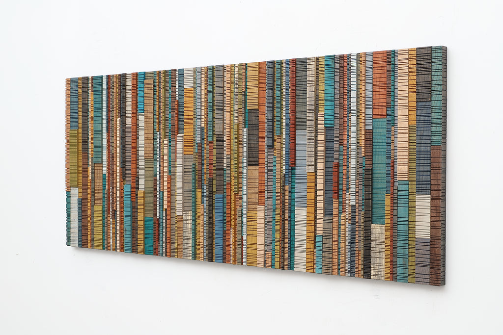colorful abstract wood wall sculpture, modern wood wall art  
