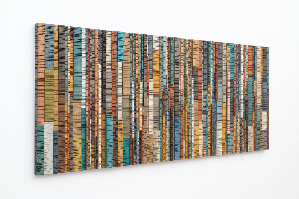 colorful abstract wood wall sculpture, modern wood wall art  