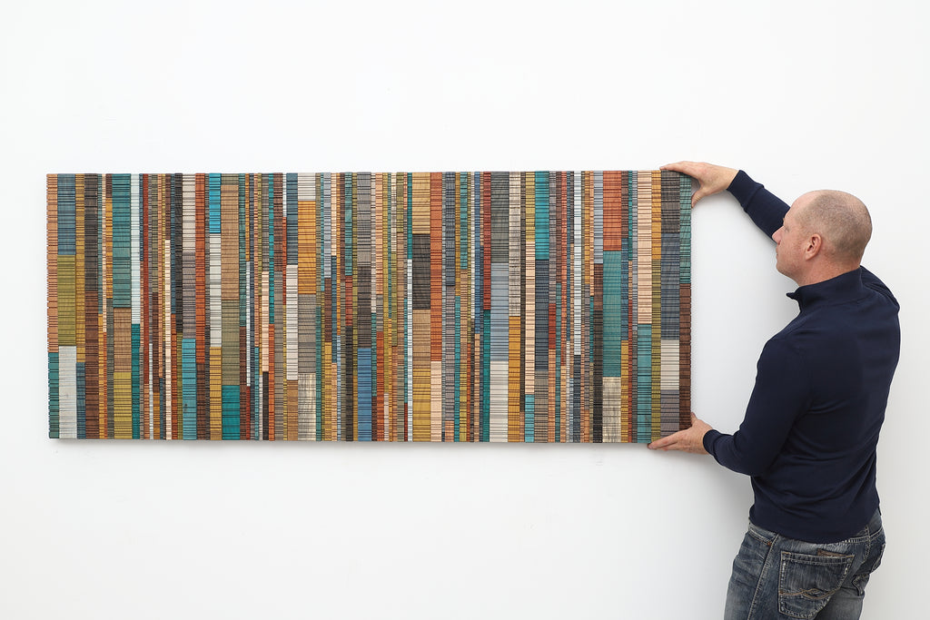 colorful abstract wood wall sculpture, modern wood wall art  