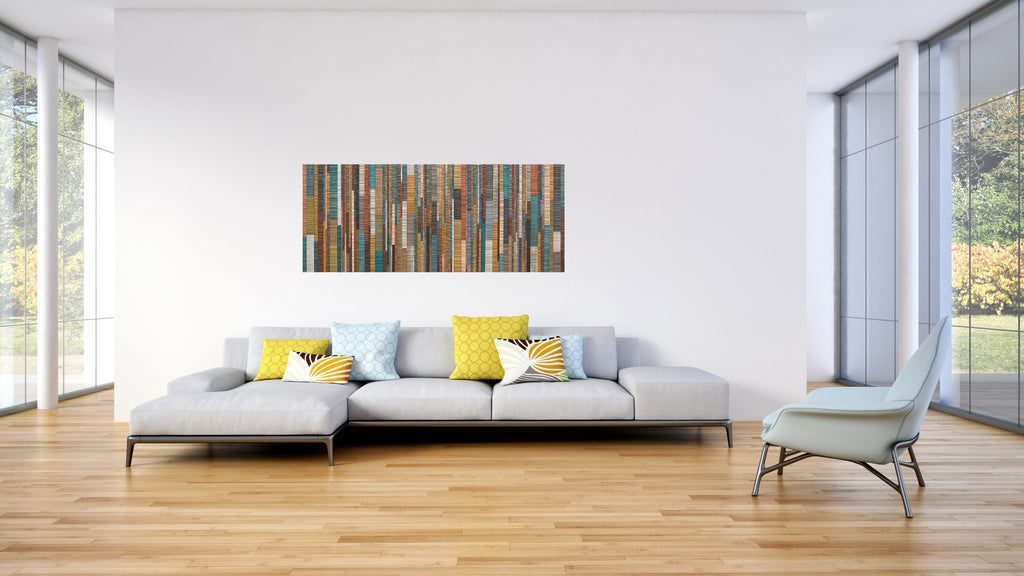 colorful abstract wood wall sculpture, modern wood wall art  