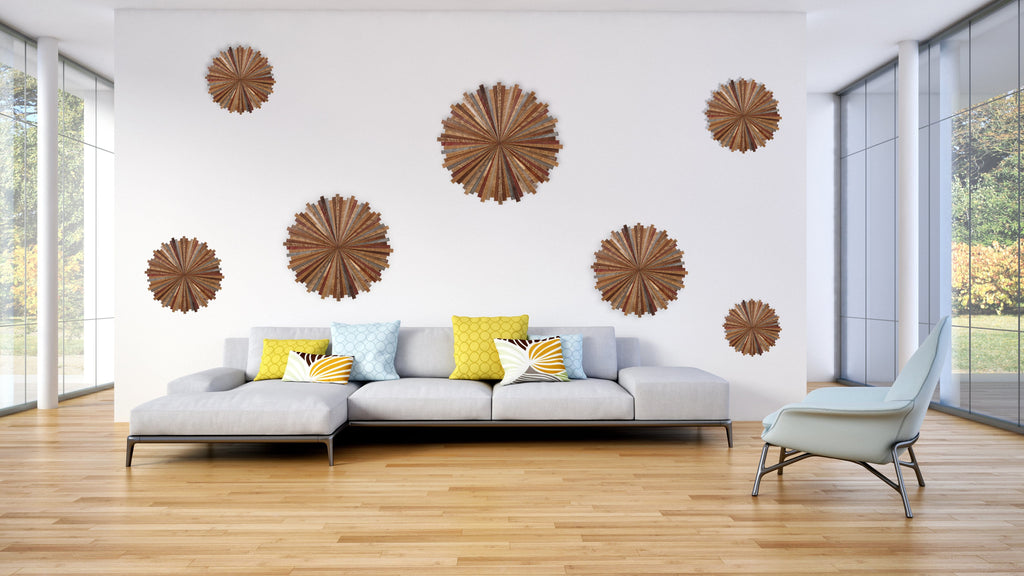 Starburst wood wall collage 