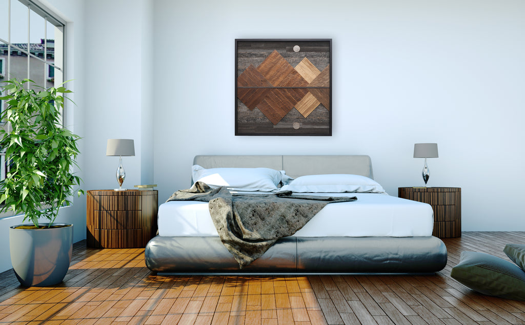 reclaimed wood mountainscape 