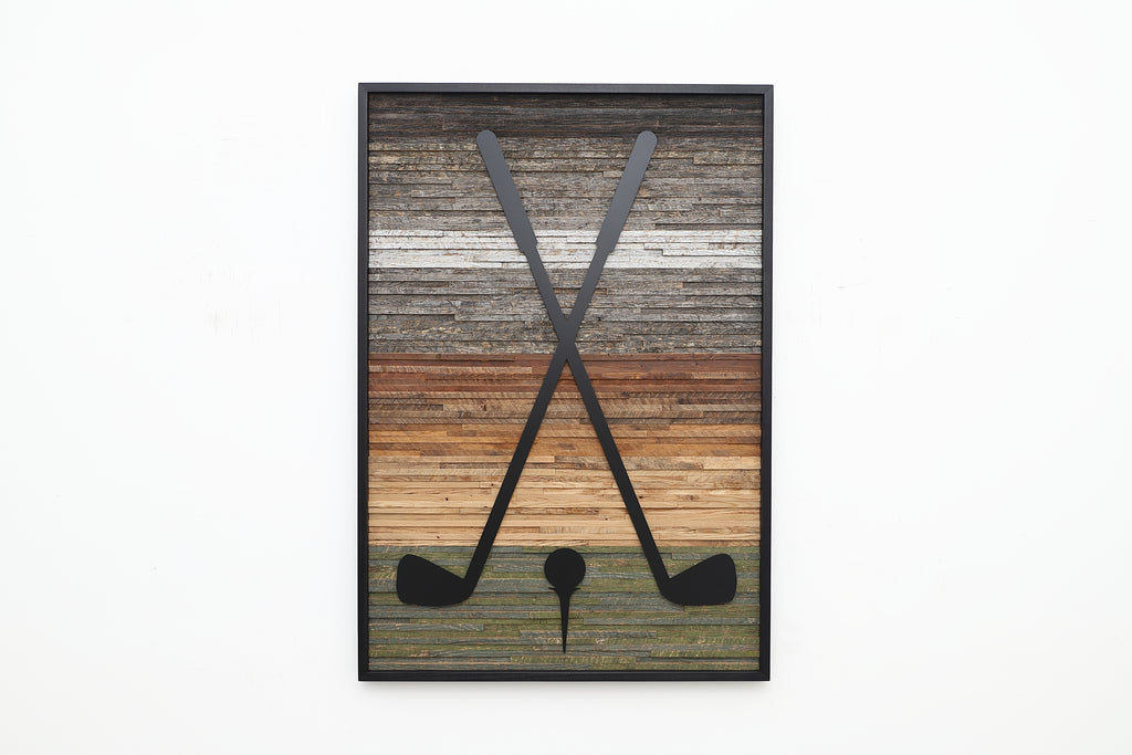 golf artwork, Wood & metal golf wall art