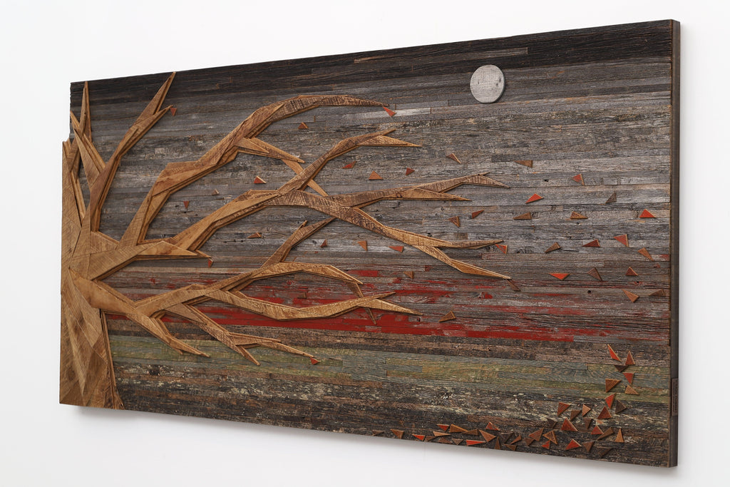 geometric wood tree wall art