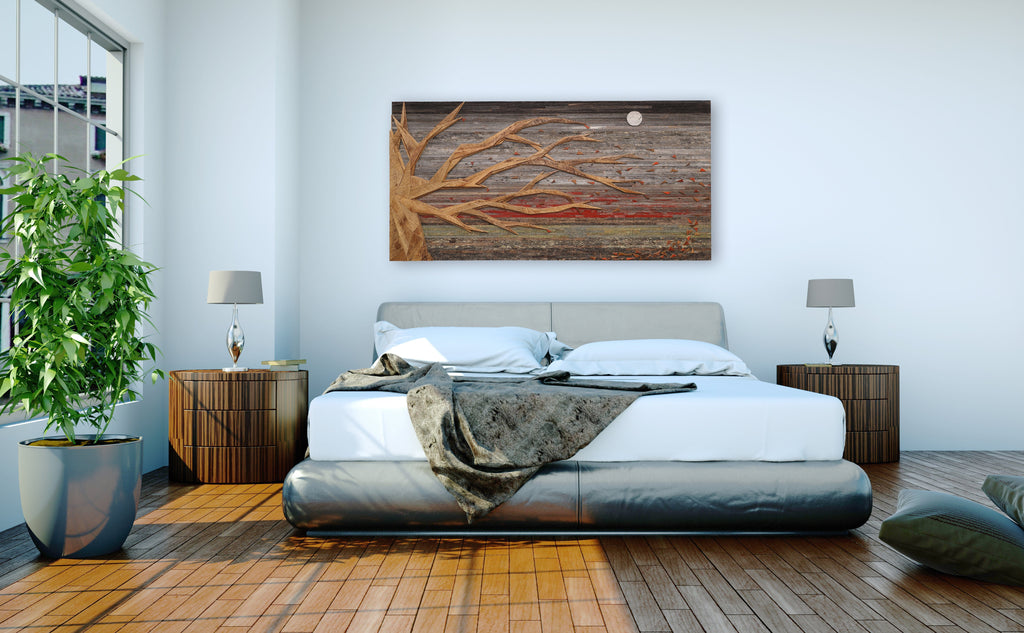 geometric wood tree wall art