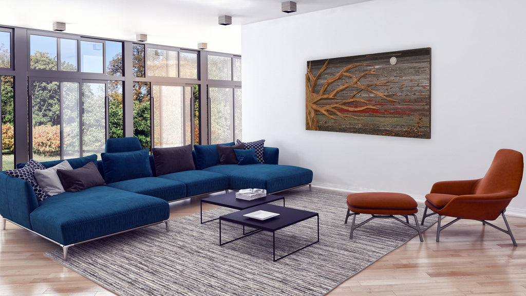 geometric wood tree wall art