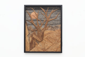 wood geometric cedar tree landscape artwork 
