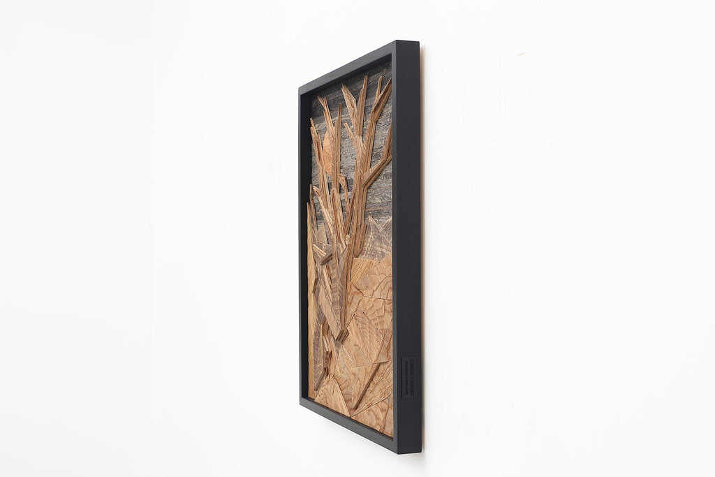 wood geometric cedar tree landscape artwork 