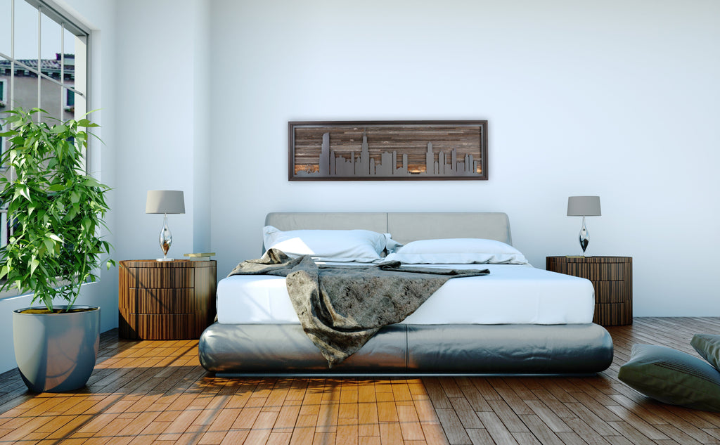 Metal & wood chicago skyline 