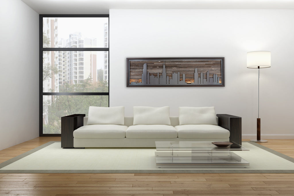 Metal & wood chicago skyline 