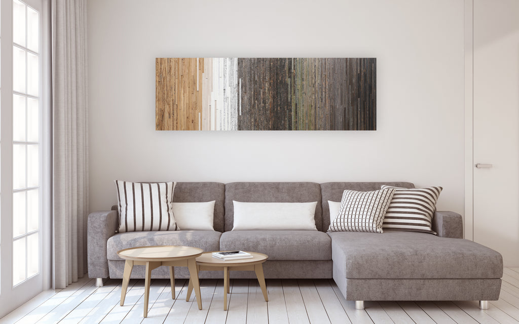 Gradient reclaimed wood wall art 