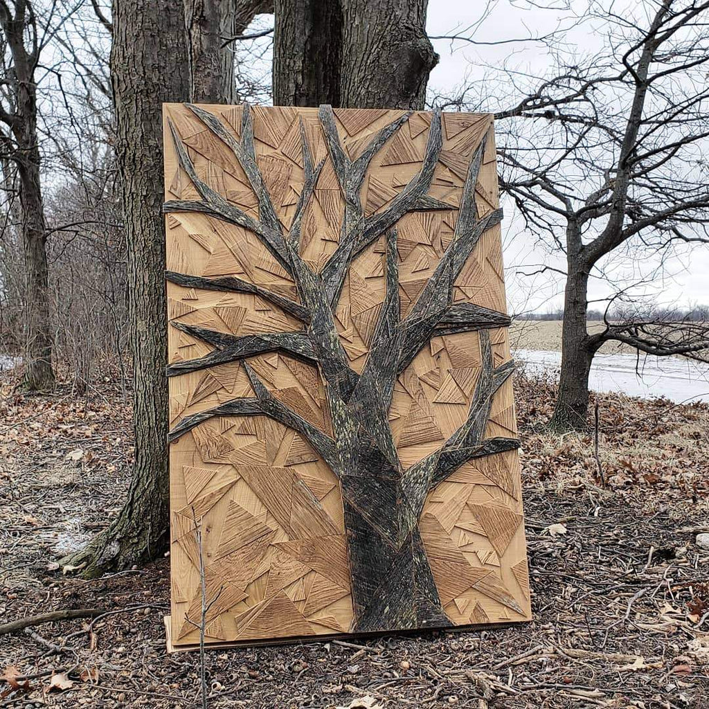geometric wood tree wall art 
