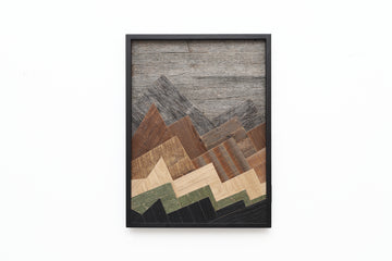 reclaimed wood mountainscape artwork 
