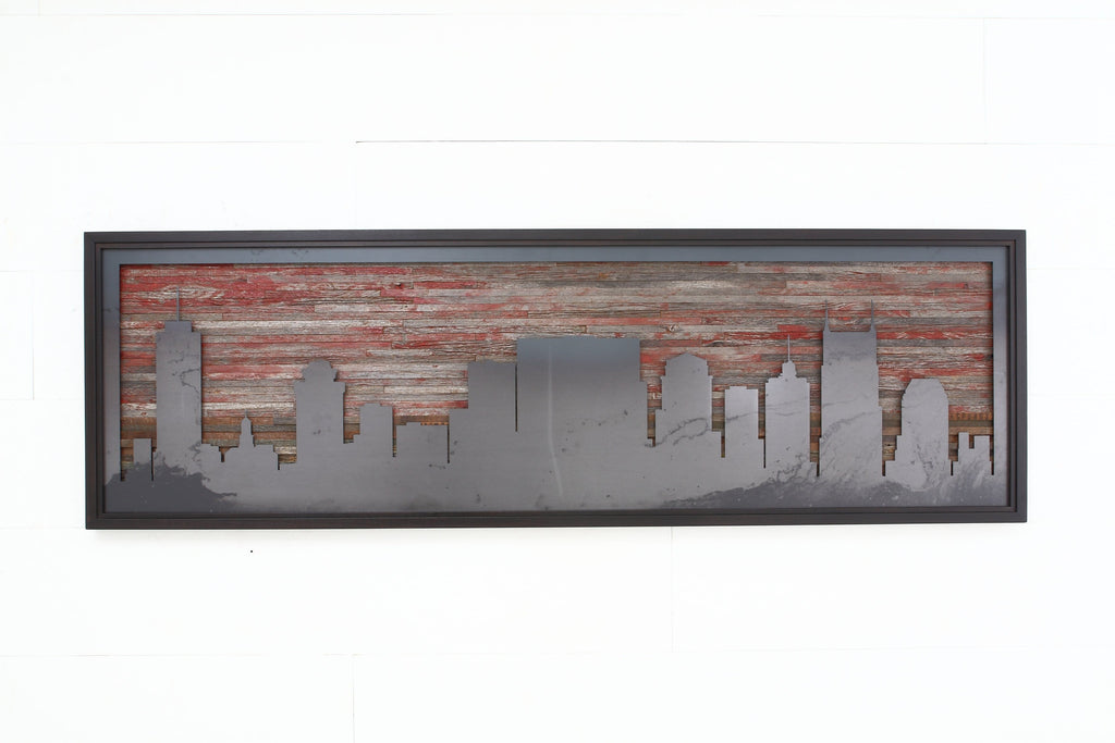 large metal & wood skyline 
