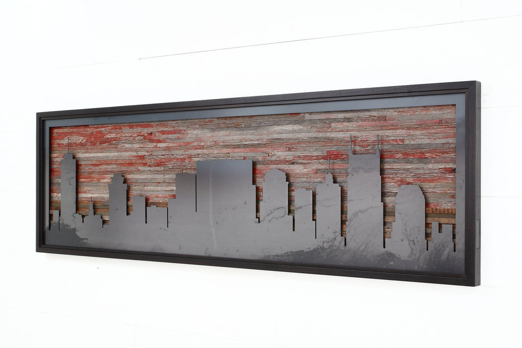 large metal & wood skyline 