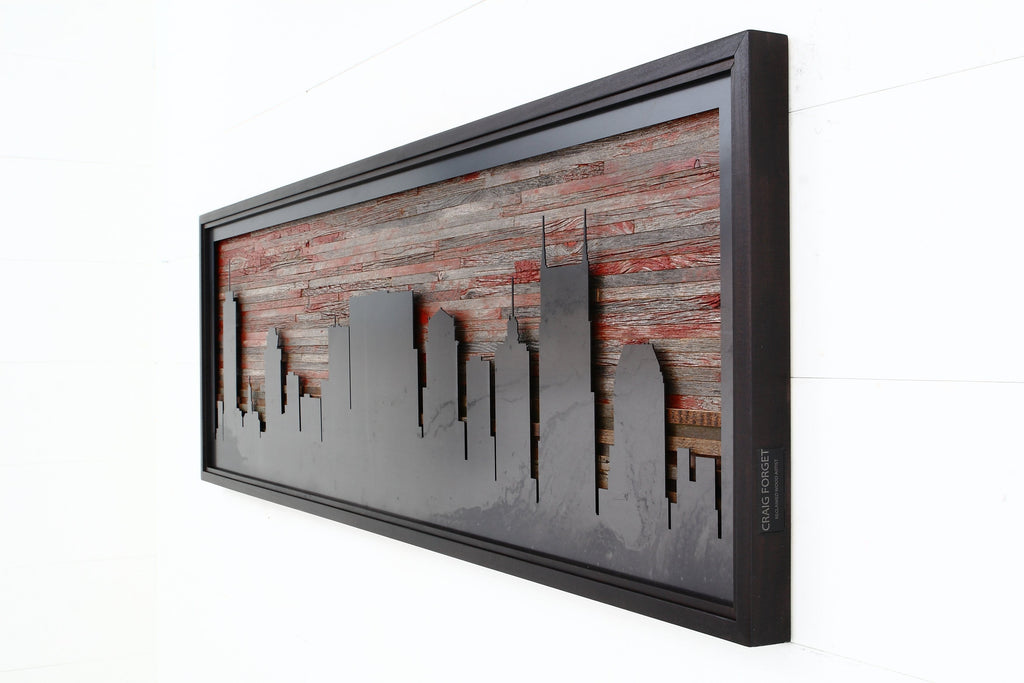 large metal & wood skyline 