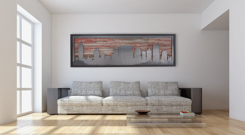 large metal & wood skyline 