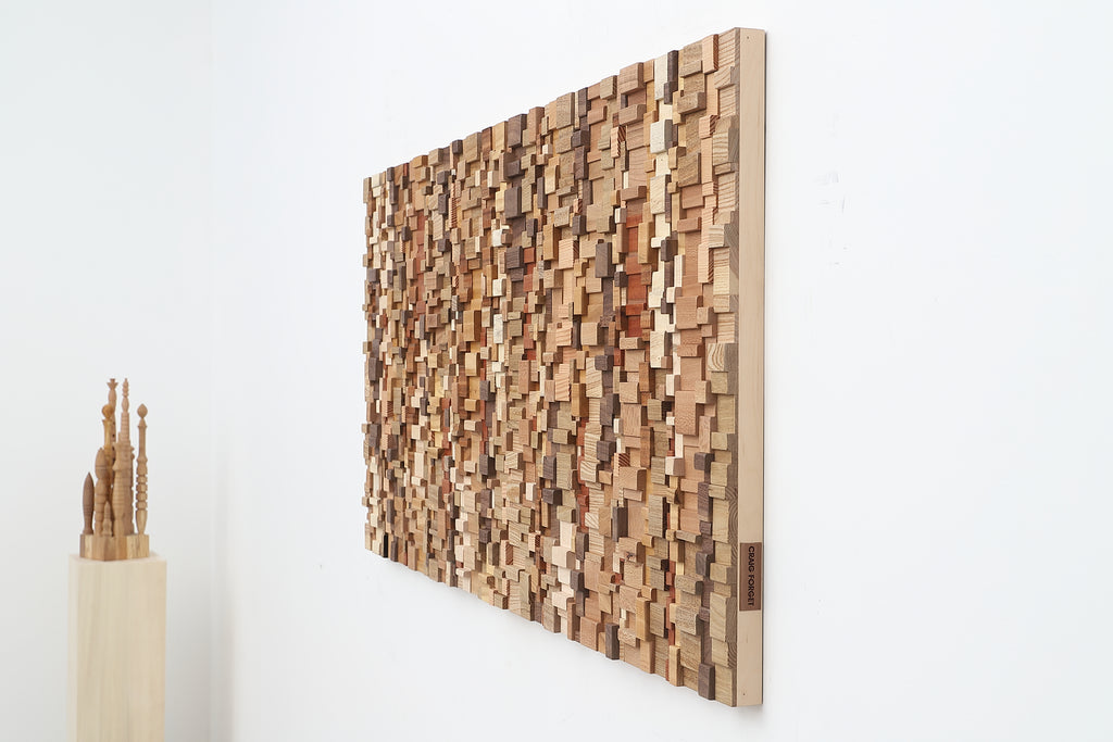 geometric wood sculpture , wood wall art
