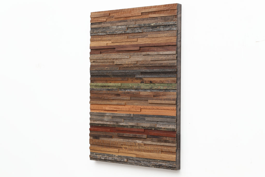 reclaimed wood wall art, sedimentary rock layers 