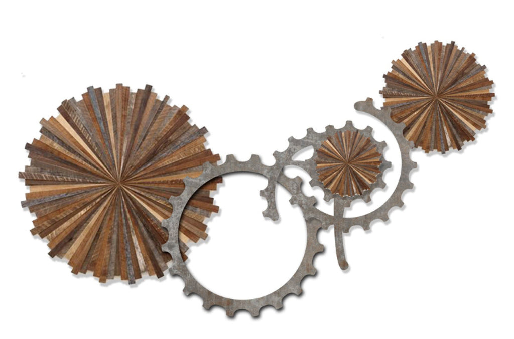 metal and wood wall installation artwork  