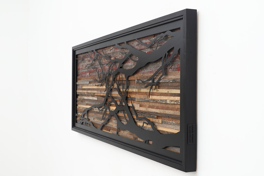 Sunset metal tree branch art, metal artwork