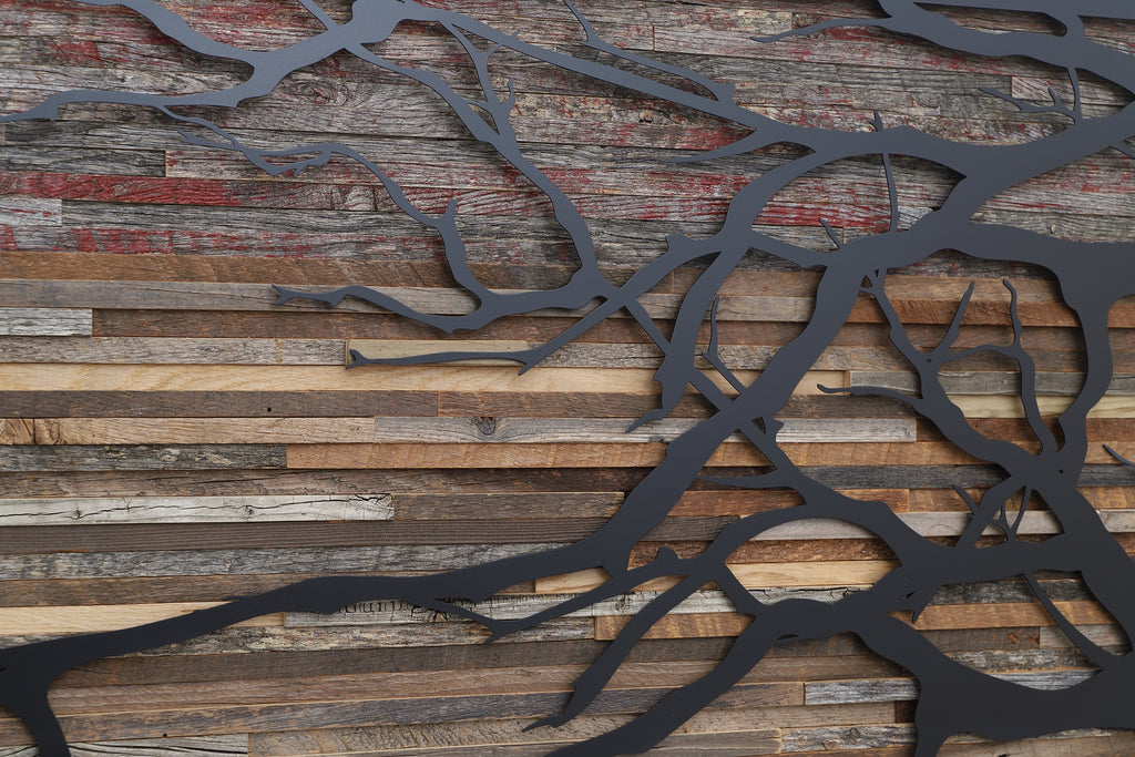 Sunset metal tree branch art, metal artwork