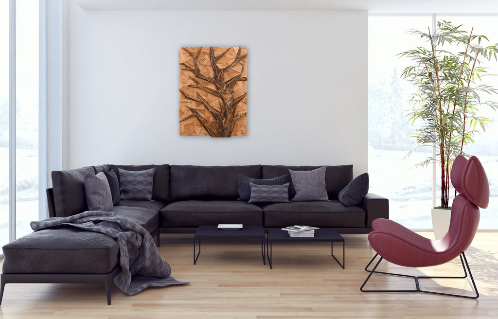 Geometric wood tree art