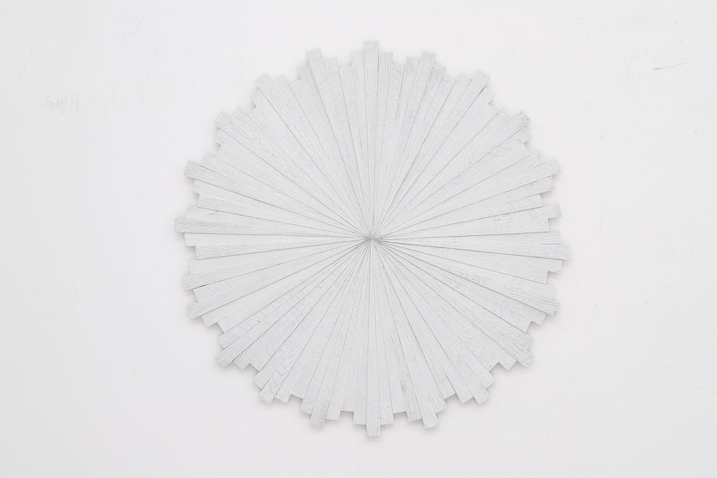 white starburst wood art 