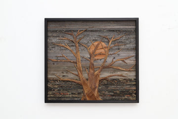 geometric wood tree sculpture 