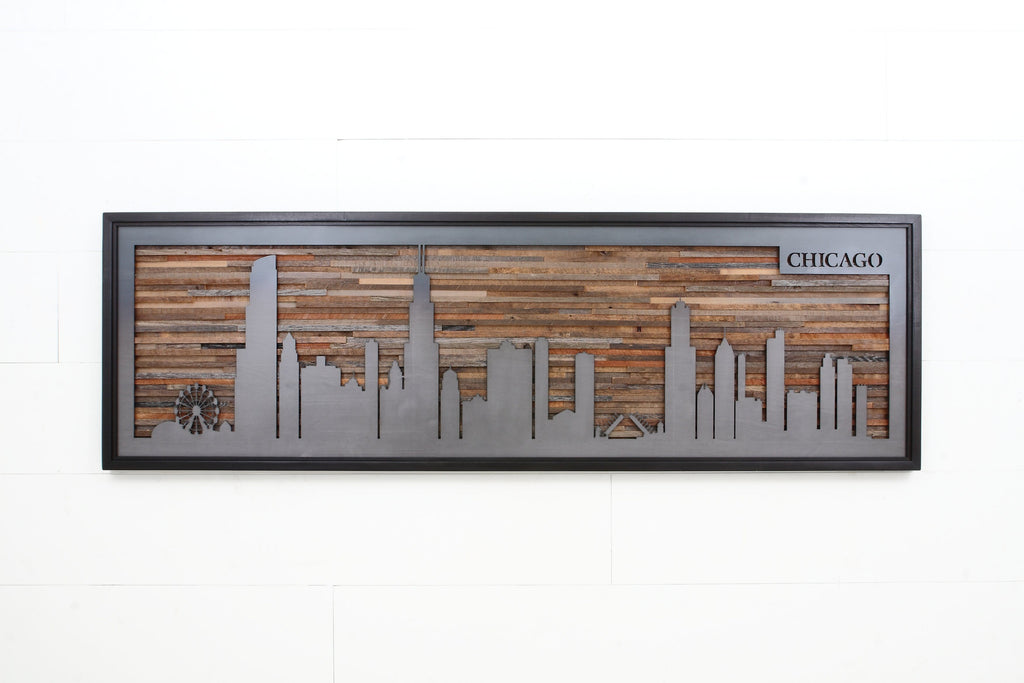Chicago skyline, wood wall art 