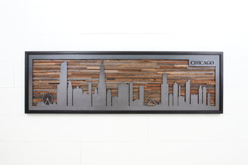 Chicago skyline, wood wall art 