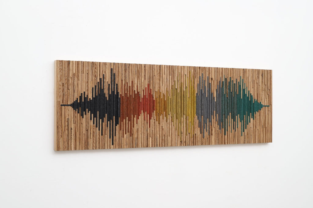 wood soundwave wall art 