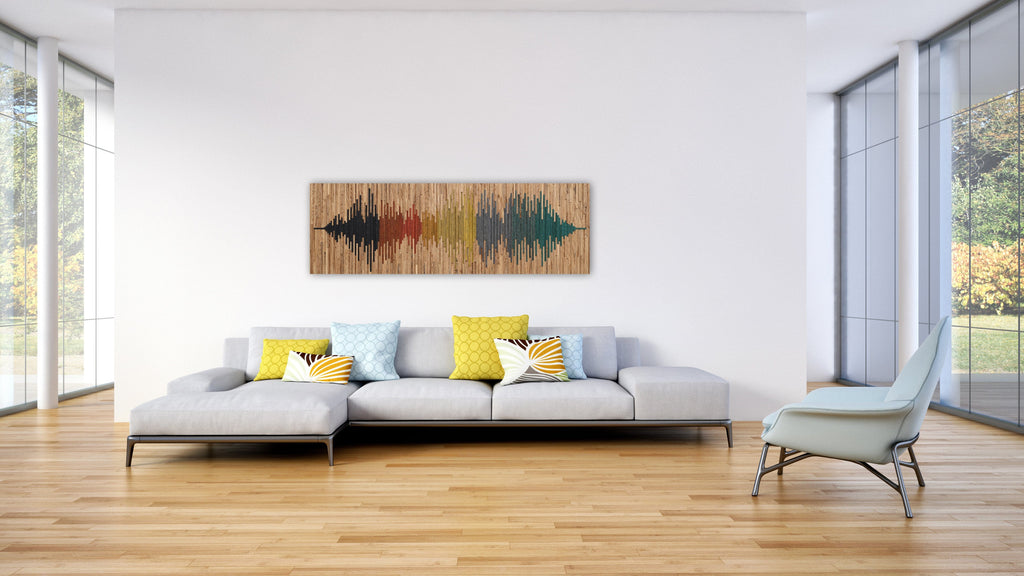 wood soundwave wall art 