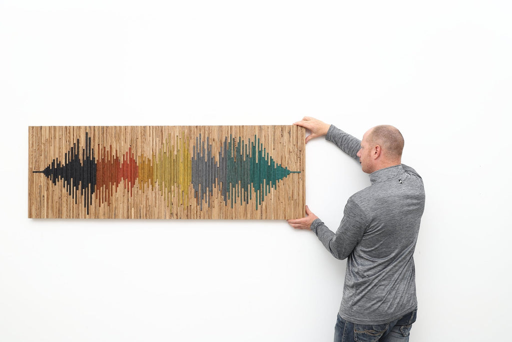 wood soundwave wall art 