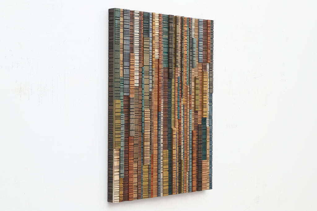 colorful wood wall sculpture, abstract art