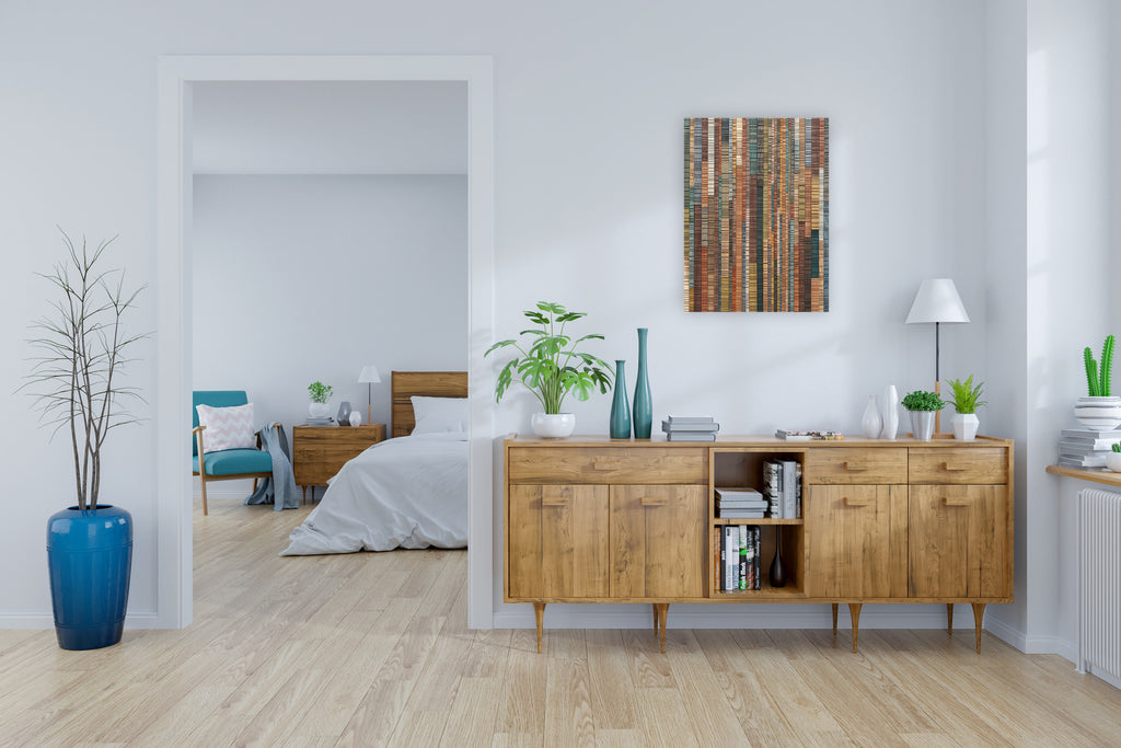 colorful wood wall sculpture, abstract art