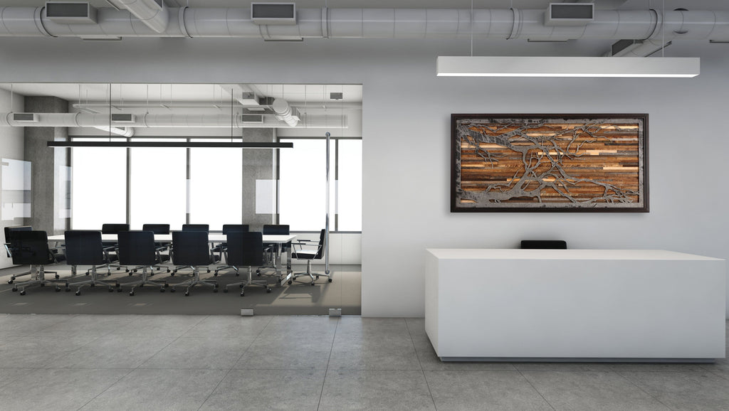 wood & metal artwork of a tree