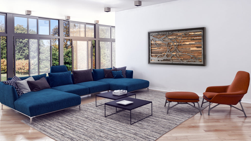 wood & metal artwork of a tree