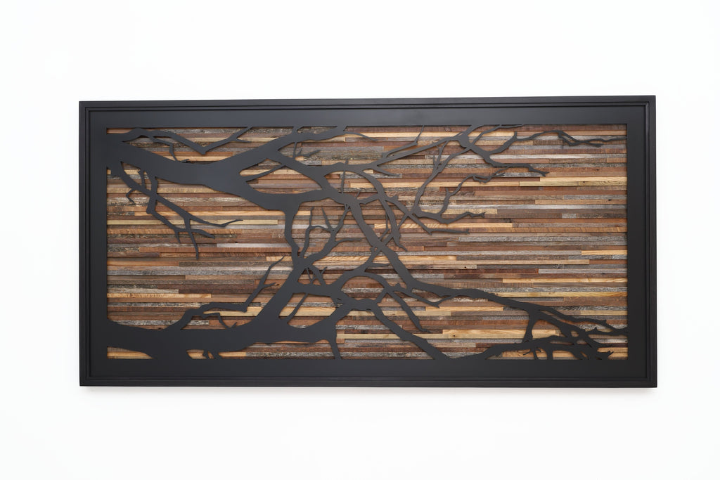 Metal tree branch sculpture 