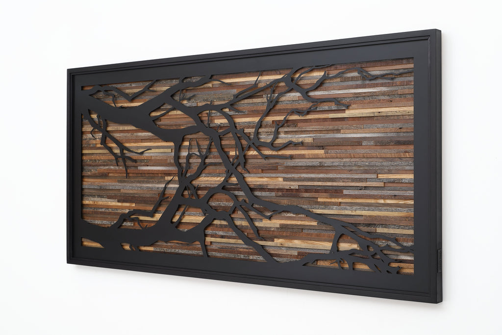 Metal tree branch sculpture 