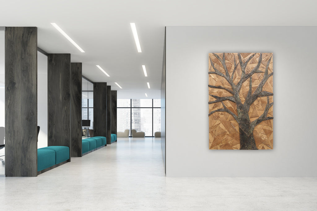 Geometric wood tree art