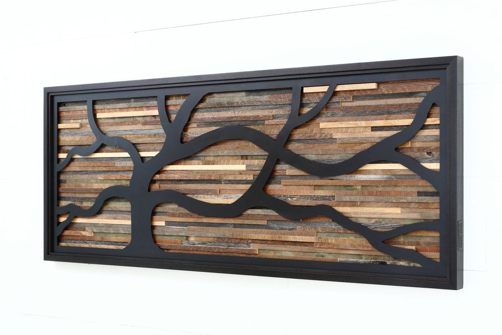 wind swept tree art, metal & wood wall art