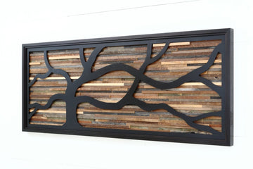 wind swept tree art, metal & wood wall art